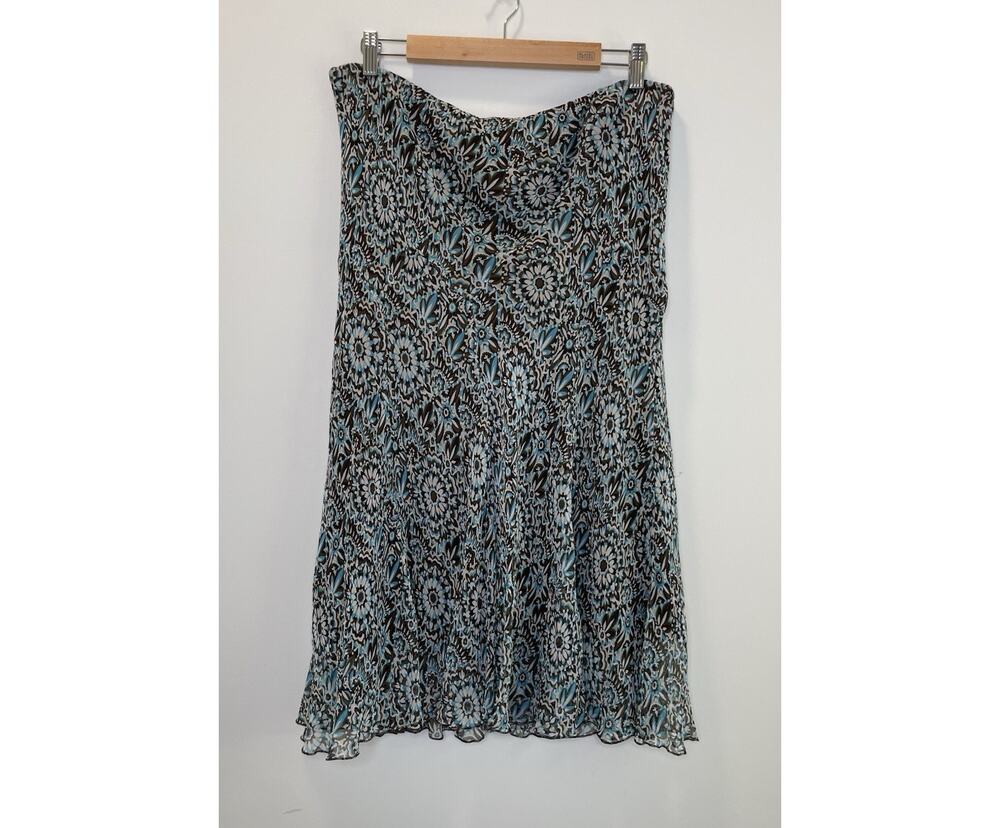 Bob Mackie Silk Skirt Y2K Wearable Art Elastic Waist Lettuce Hem Women's Size 16